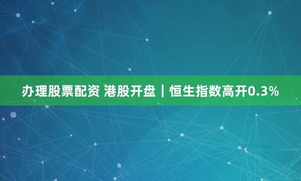 办理股票配资 港股开盘｜恒生指数高开0.3%